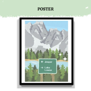 Canadian Rockies Trip Poster | Jasper Lake Louise Sign | Icefields Parkway Print