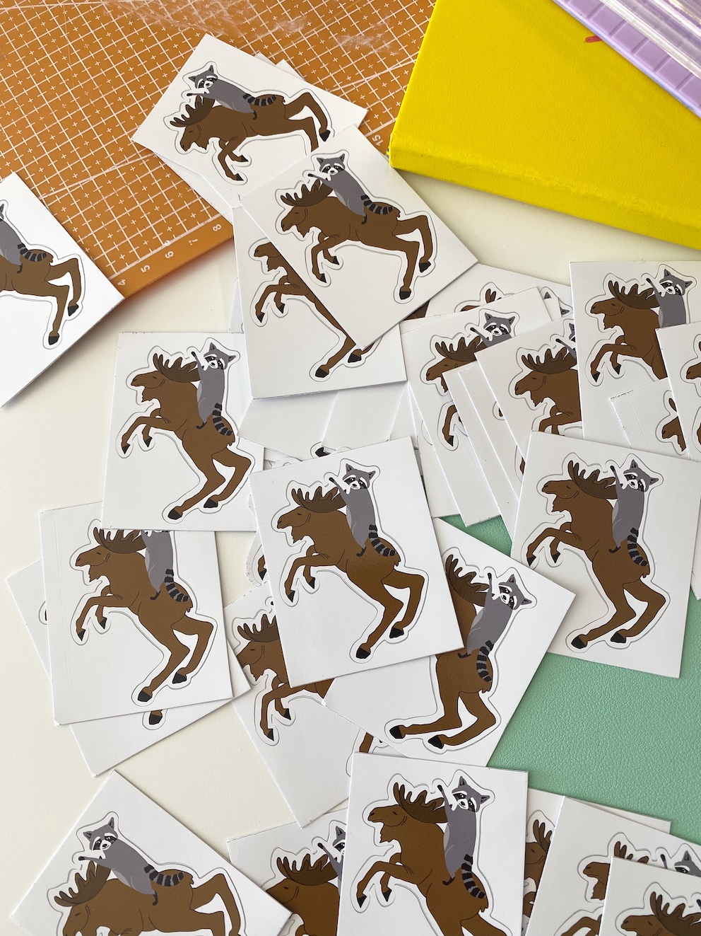 Raccoon Prancing Moose Sticker | Funny Canadian Sticker