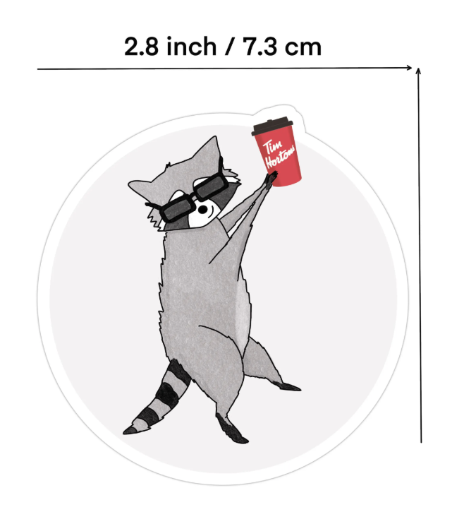 Raccoon Tim Hortons Sticker | Funny Canadian Sticker - little me in big canada