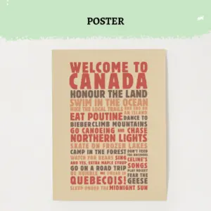 Canadian Lifestyle Memento Poster | Modern Typography Art