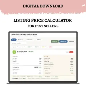 Listing Price Calculator for Etsy Sellers | Digital Download