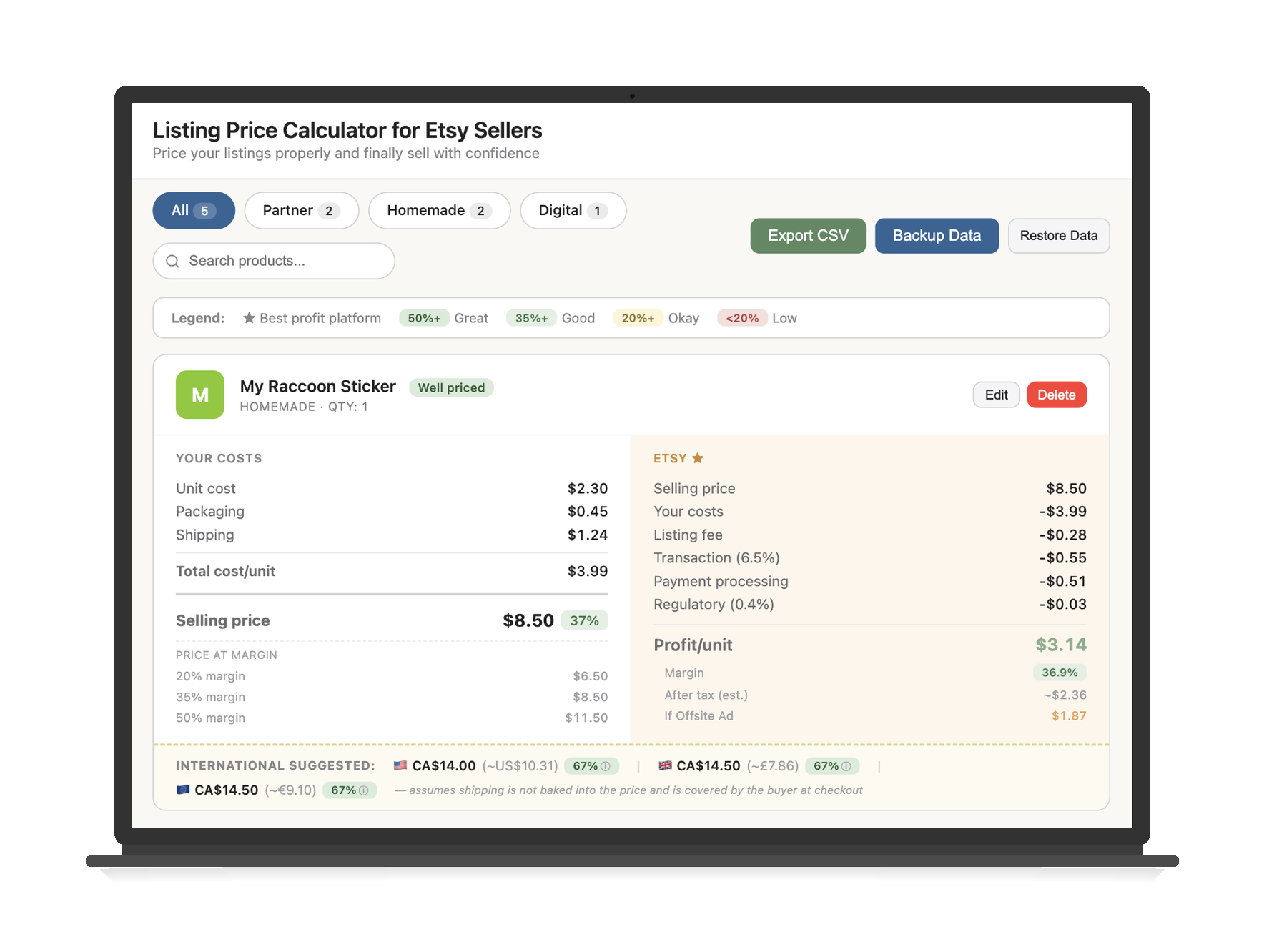 Listing Pricing Calculator for Etsy Sellers Mockup